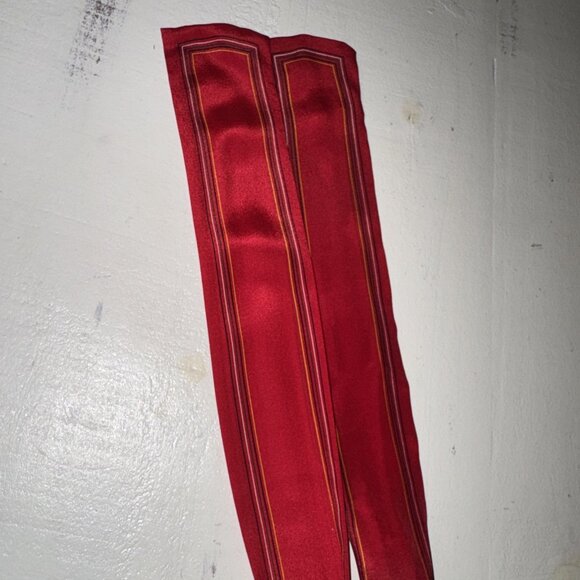 Vintage Vicky Davis Red All Silk Scarf  Skinny Narrow Neck Wrap, Hair Tie - Picture 5 of 9